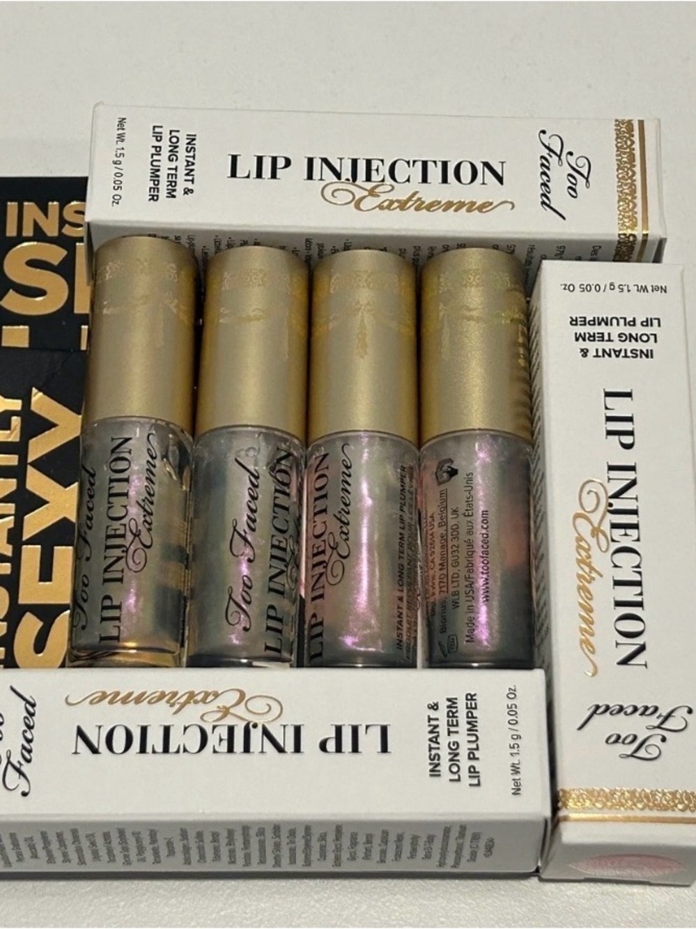 4x Too Faced Lip Injection Extreme Plumping Gloss Trio - Iridescent Sheer
